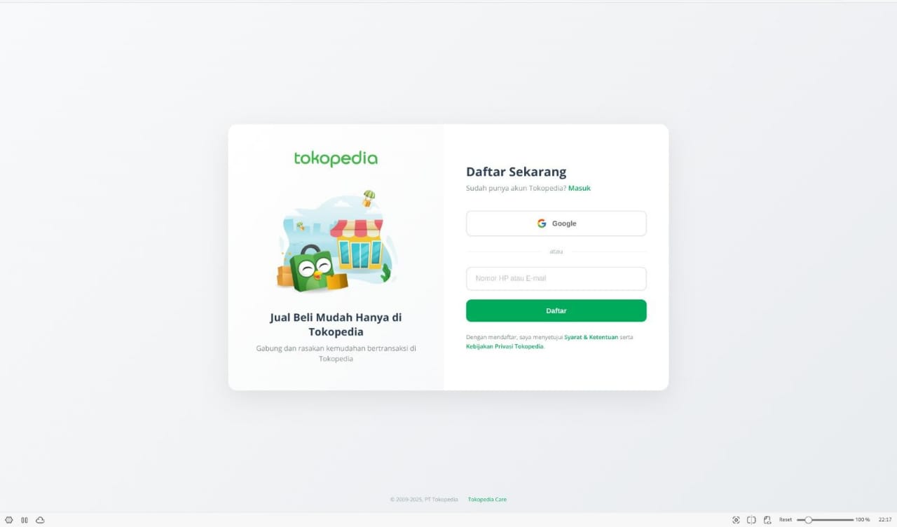 Loginpage Tokopedia